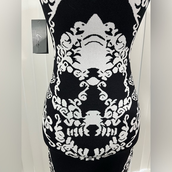 NEIMAN MARCUS x LINE Brocade Skull Print Knit Sweater Bodycon Dress Black XS - Picture 7 of 9